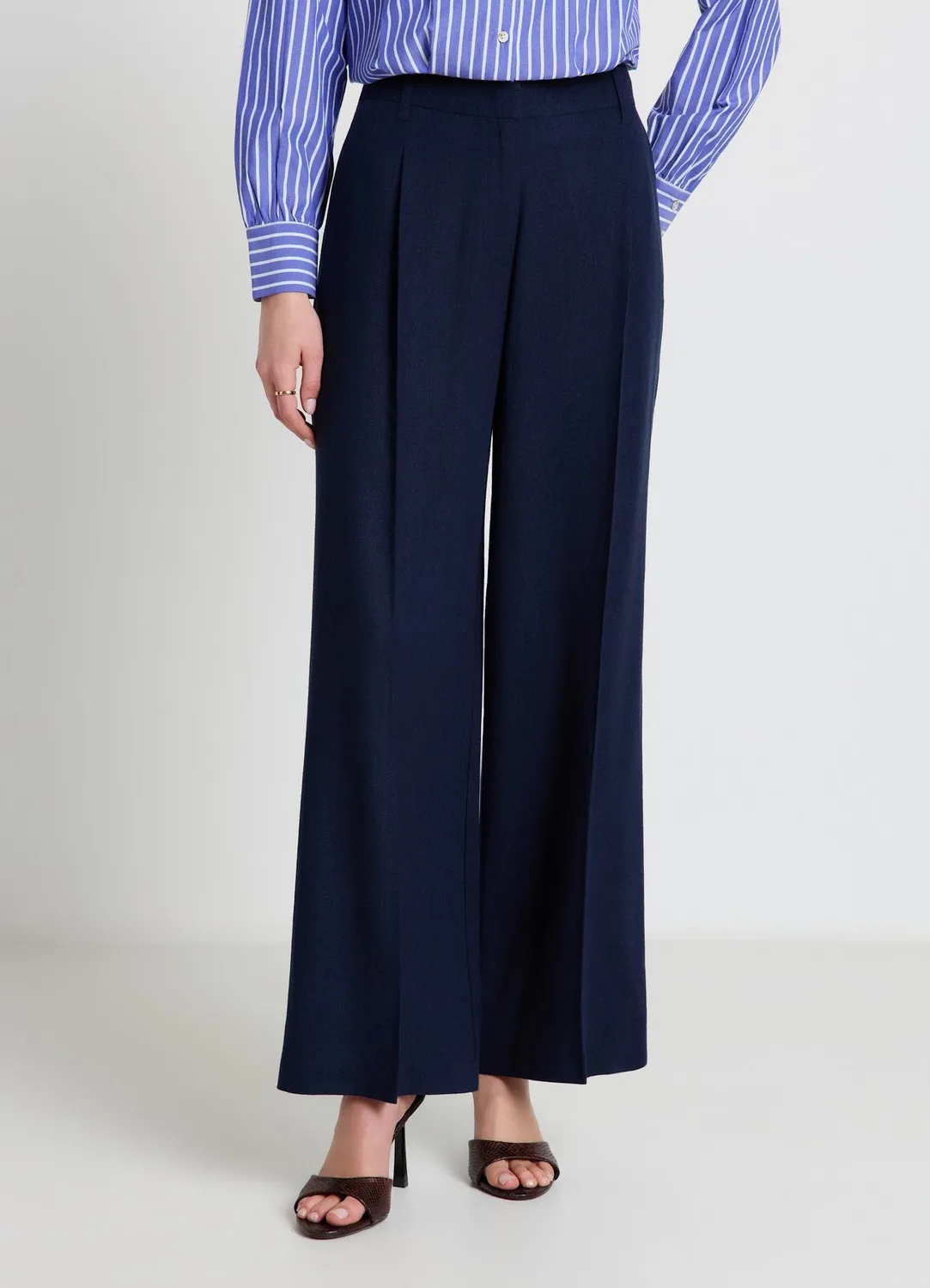 Calliope Palazzo Pantalon Large Femme Misto Lin
