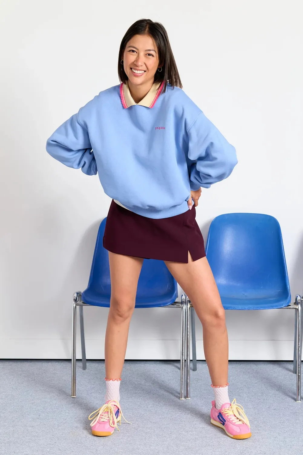 Perpète Geri sweat bleu ciel molleton gratté