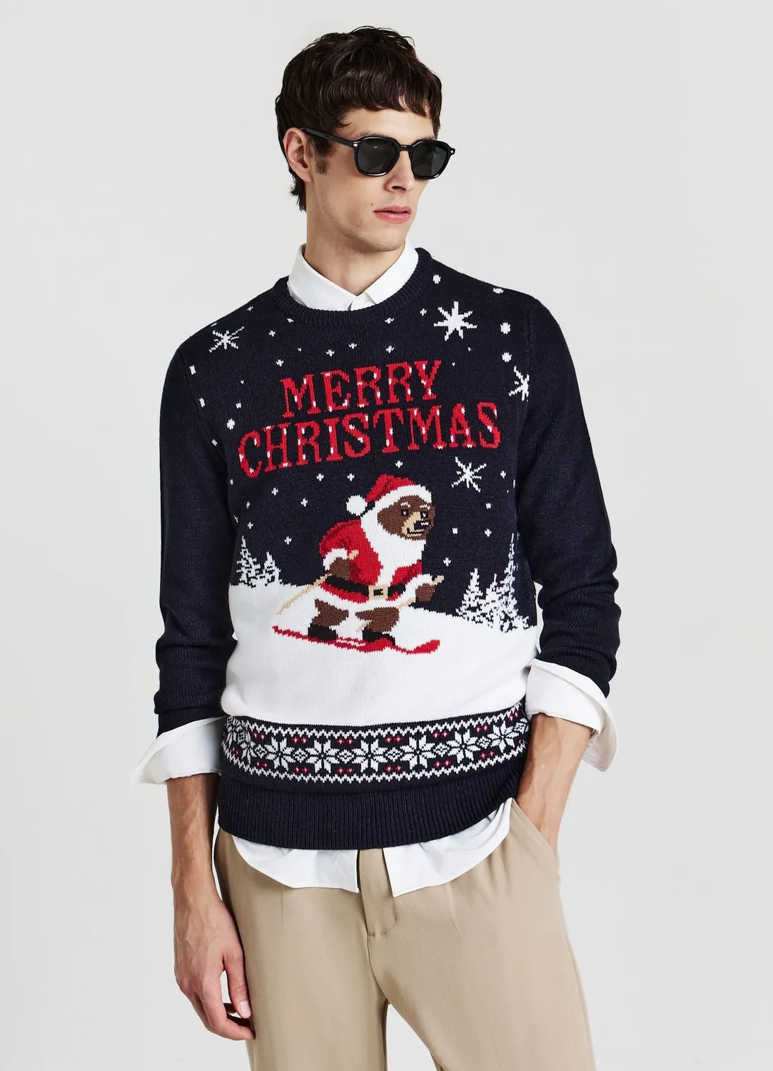 Calliope pull noël homme col rond manches longues