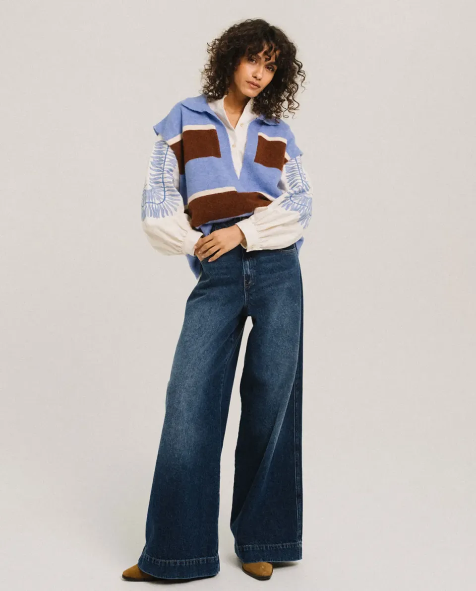 Tinsels Uxue pull sans manches ciel laine chaude