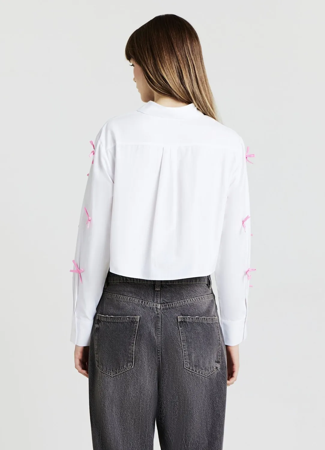 Calliope chemise crop à noeuds femme manches longues