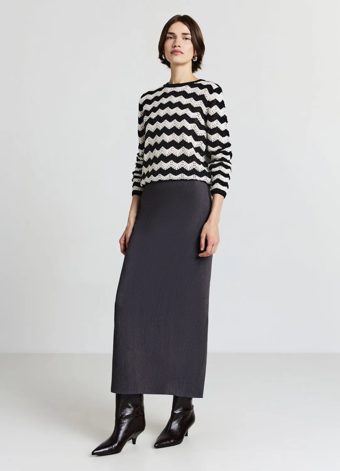 Calliope pull ajouré zigzag brillant femme