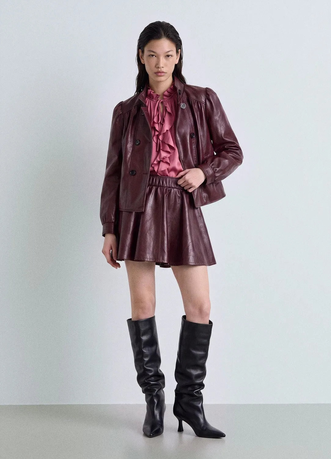 Calliope veste femme effet cuir double boutonnage