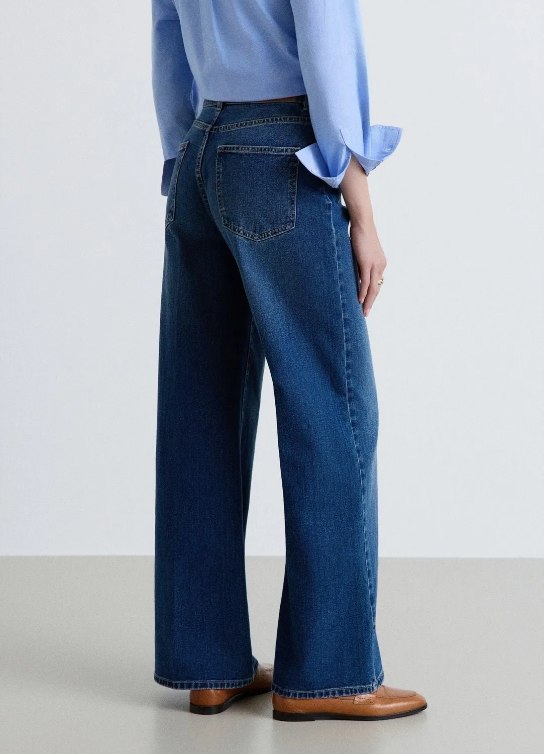 Calliope jean palazzo femme taille haute jambe large