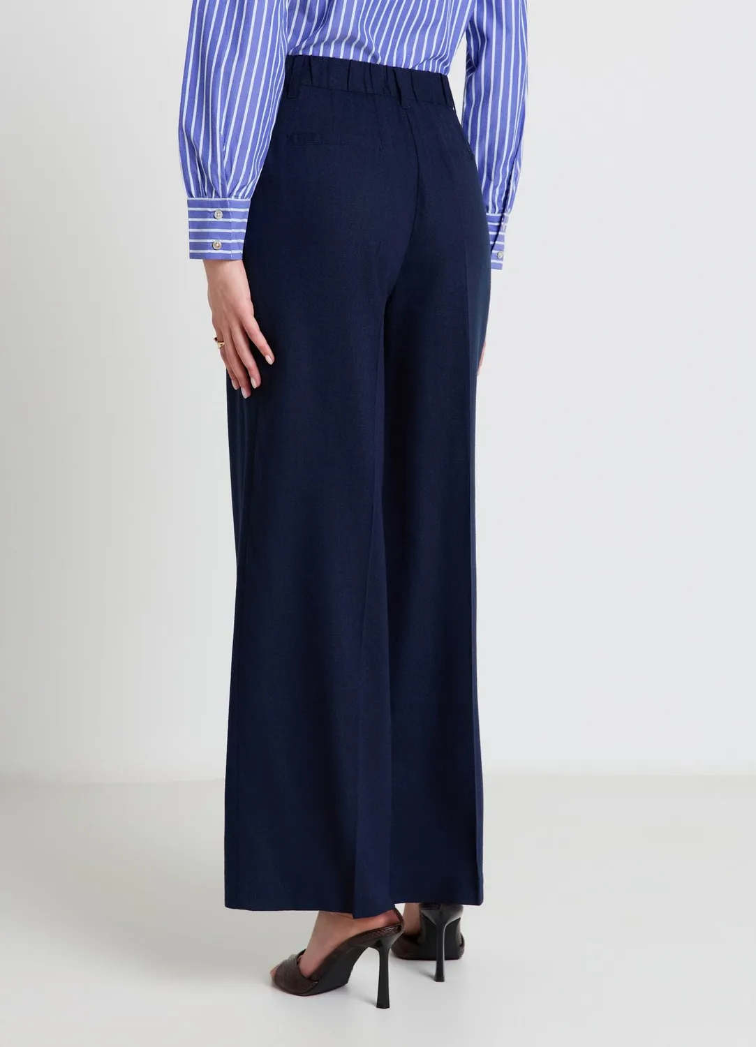 Calliope Palazzo Pantalon Large Femme Misto Lin