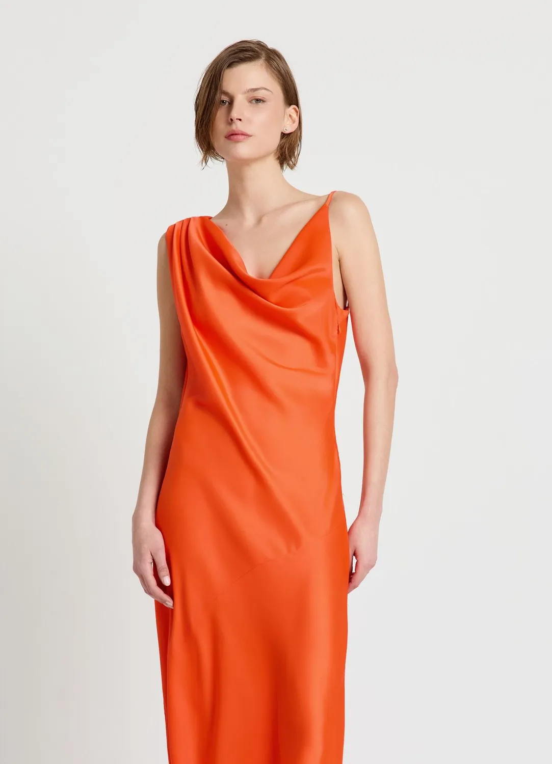 Calliope Robe une épaule robe soirée satinée asymétrique