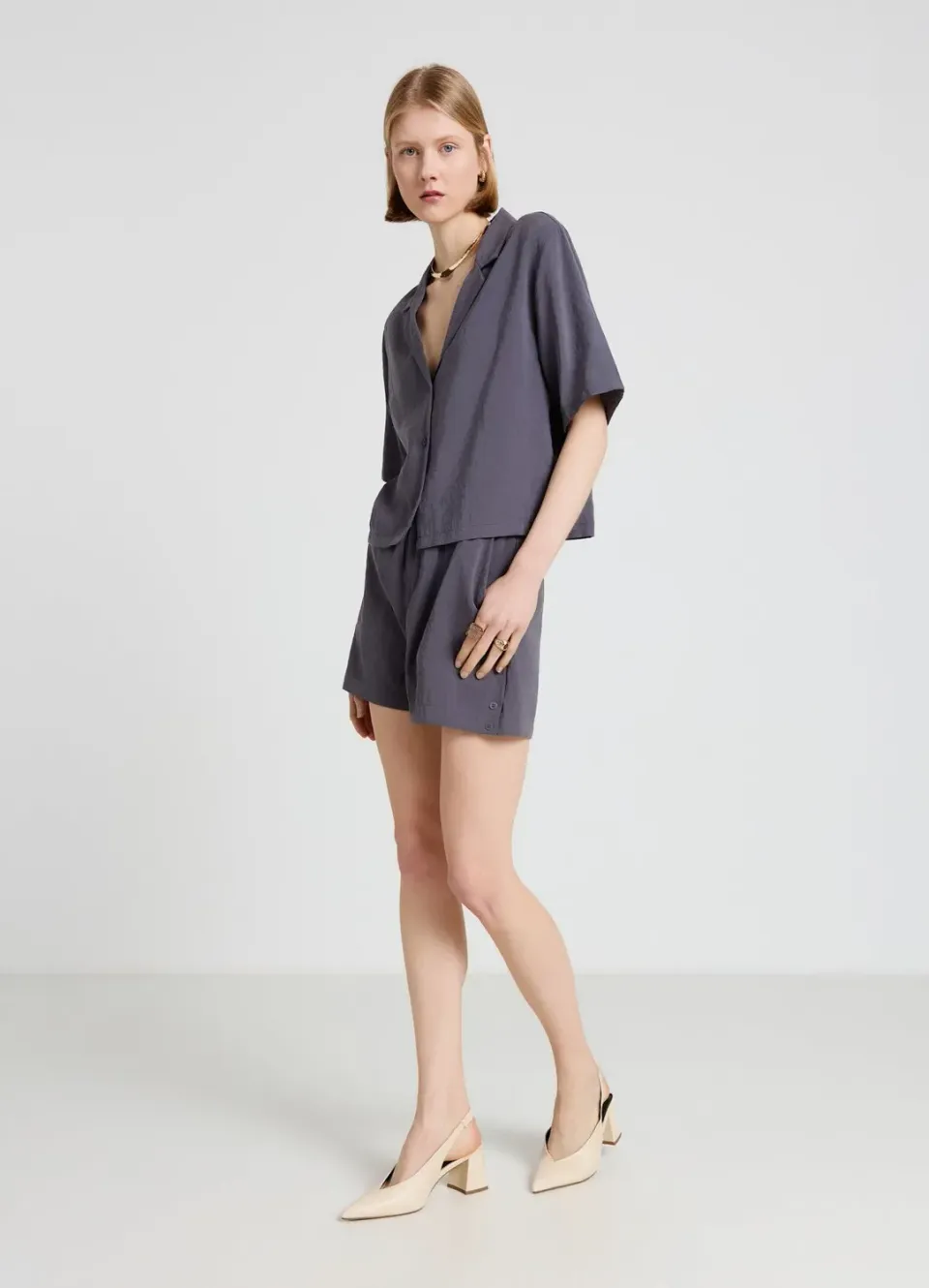 Calliope Élastiqué short femme taille haute uni
