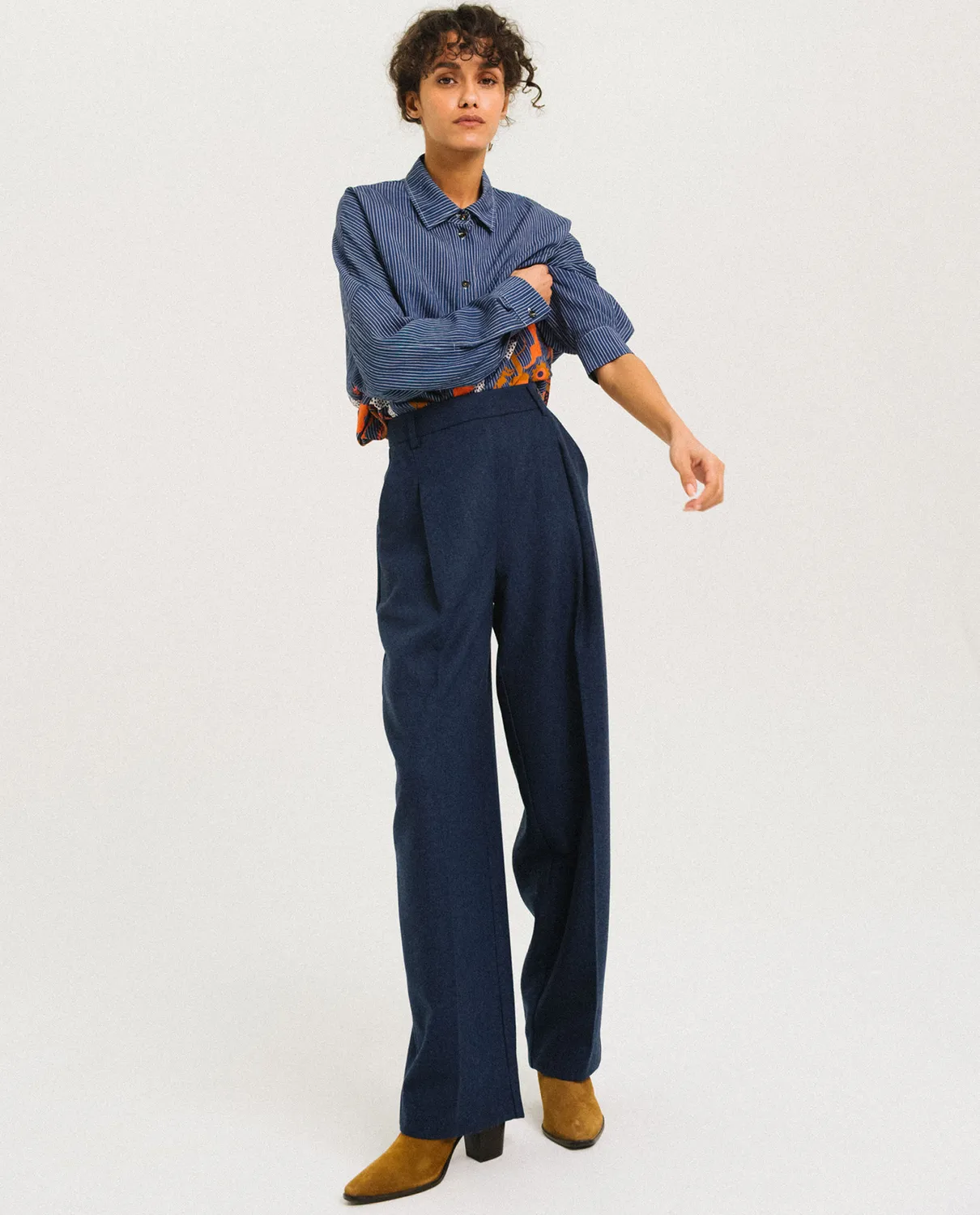 Tinsels Francois pantalon Navy flanelle laine