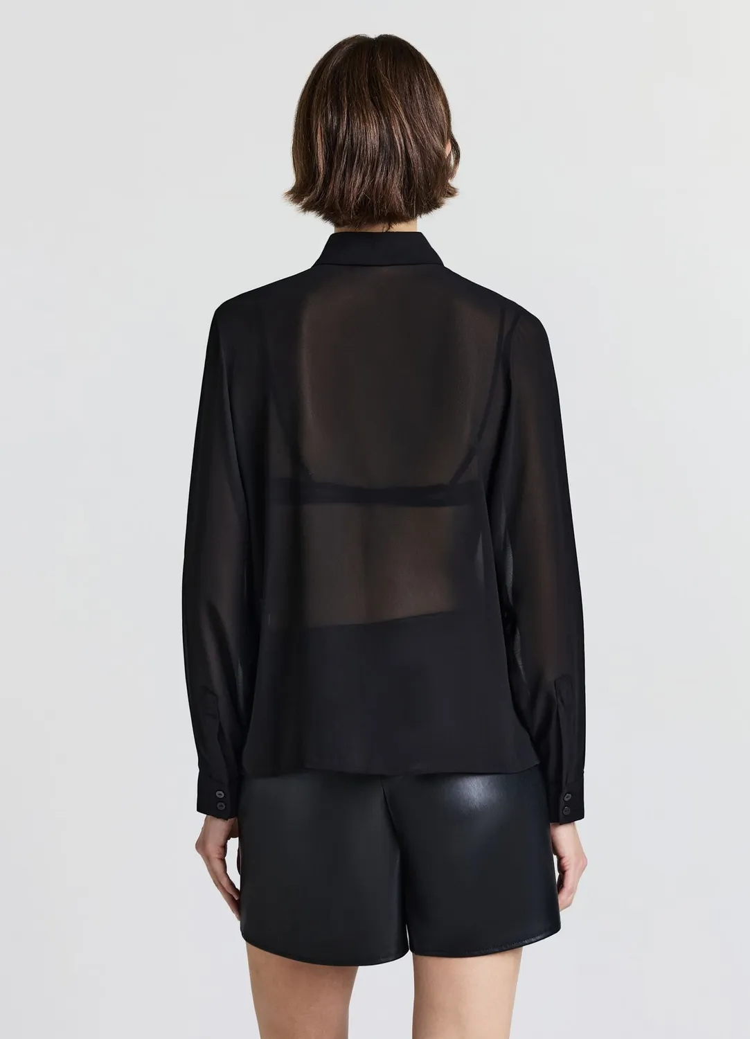 Calliope chemise georgette à lavallière manches longues