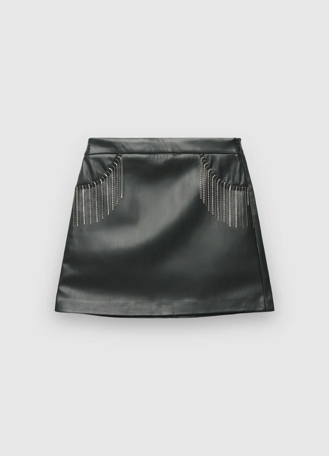 Calliope minijupe effet cuir femme franges strass