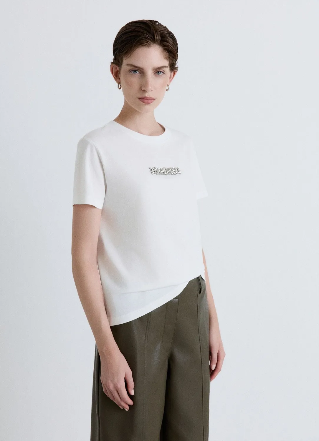 Calliope t-shirt strass t-shirt femme col rond