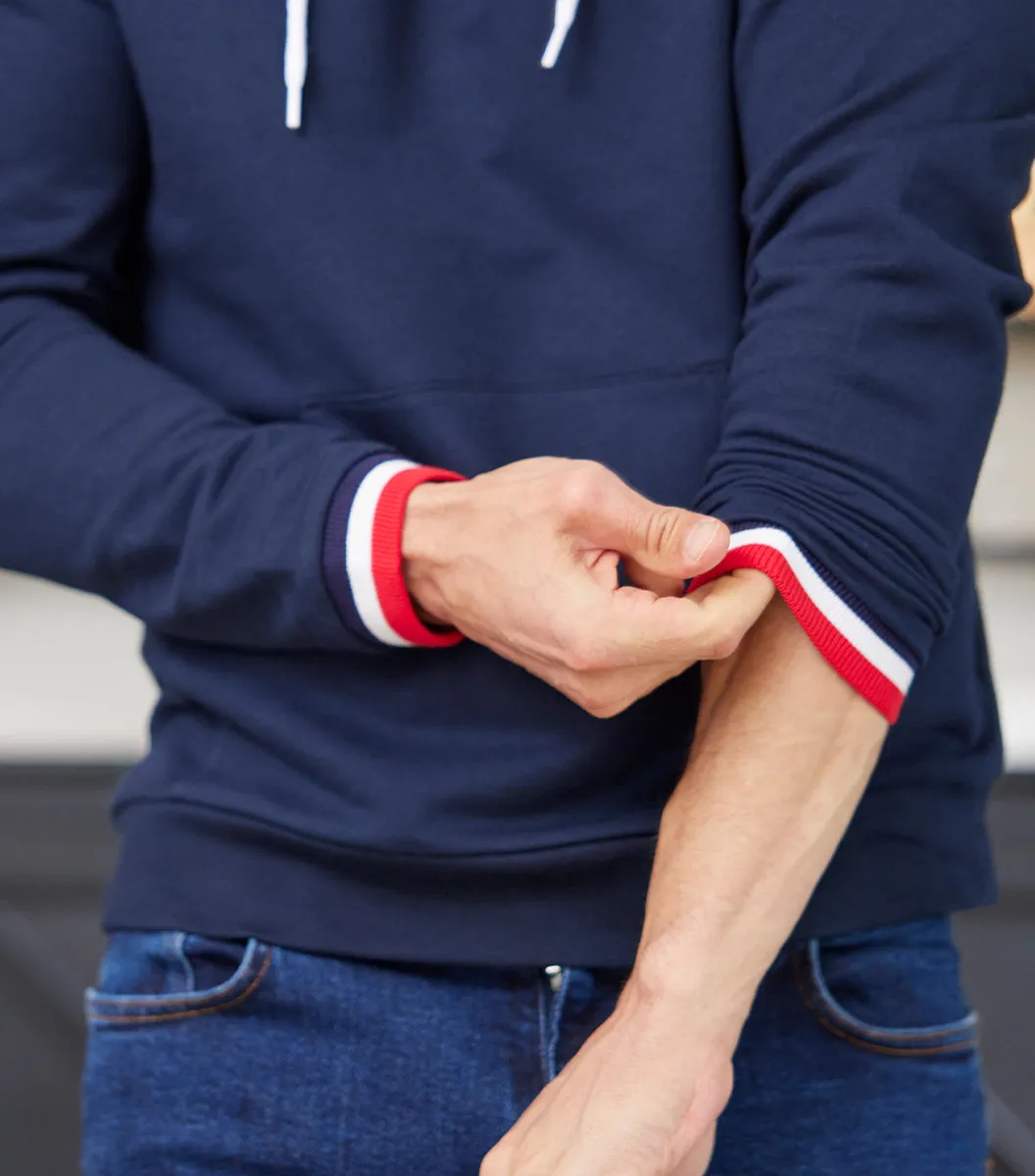 Cocorico Supporter Intemporel sweat capuche homme marine coton