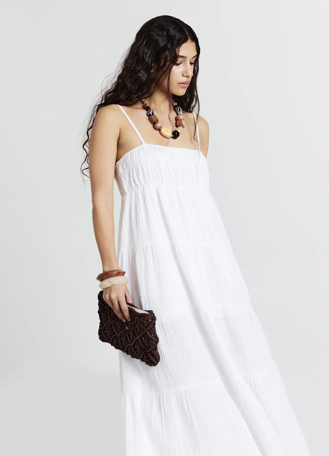Calliope robe longue femme volant bretelles fines