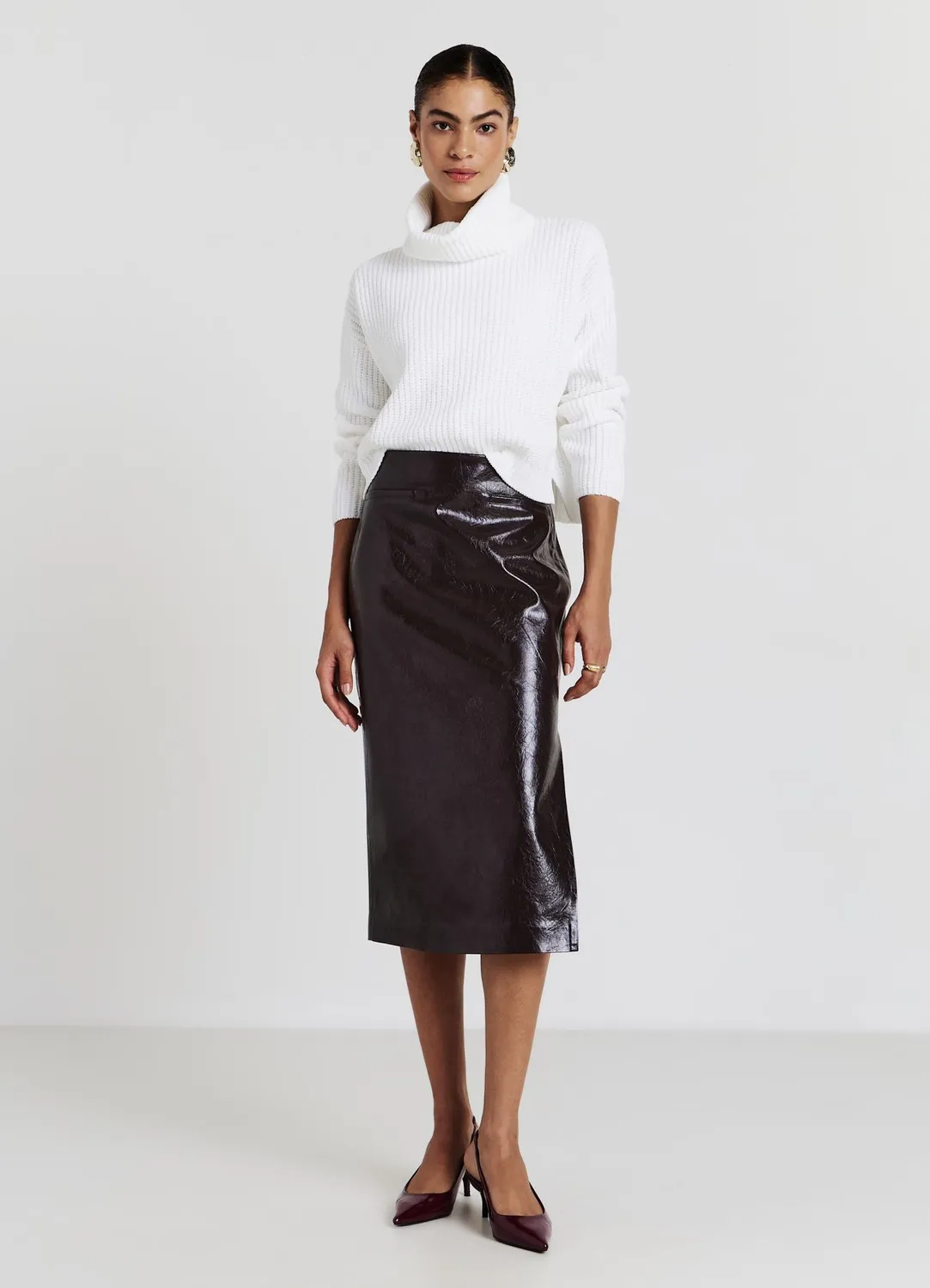 Calliope pull col roulé femme uni manches longues
