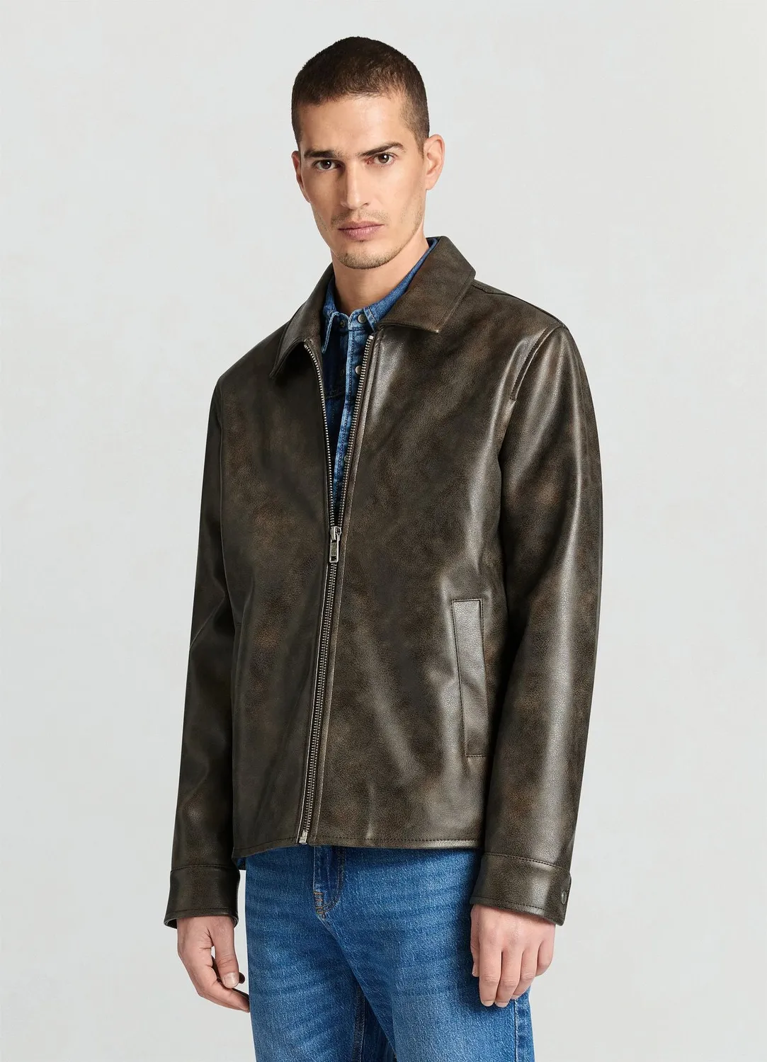 Calliope blouson homme similicuir effet usé zippé
