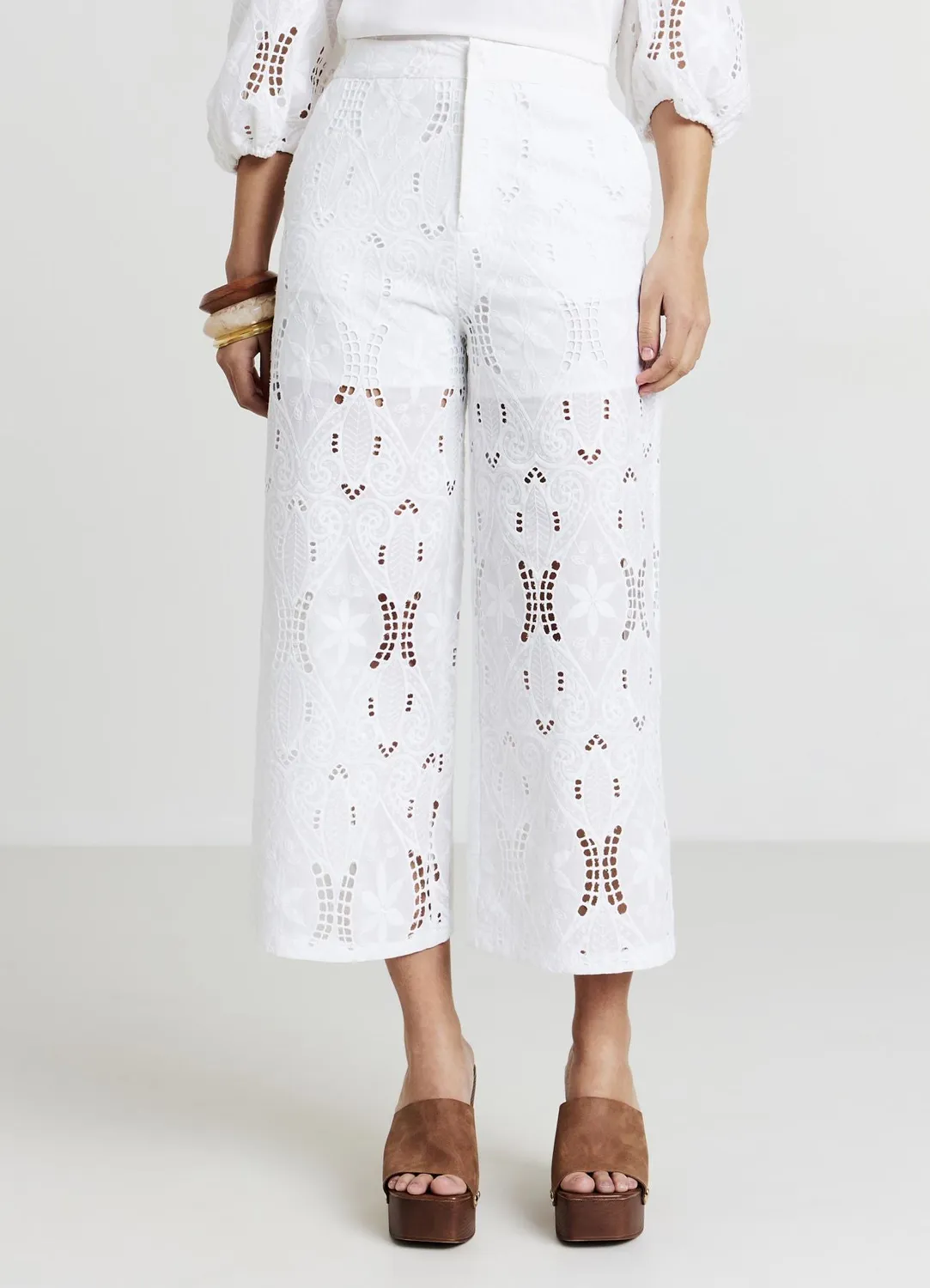Calliope culotte sangallo pantalon femme coton ajouré