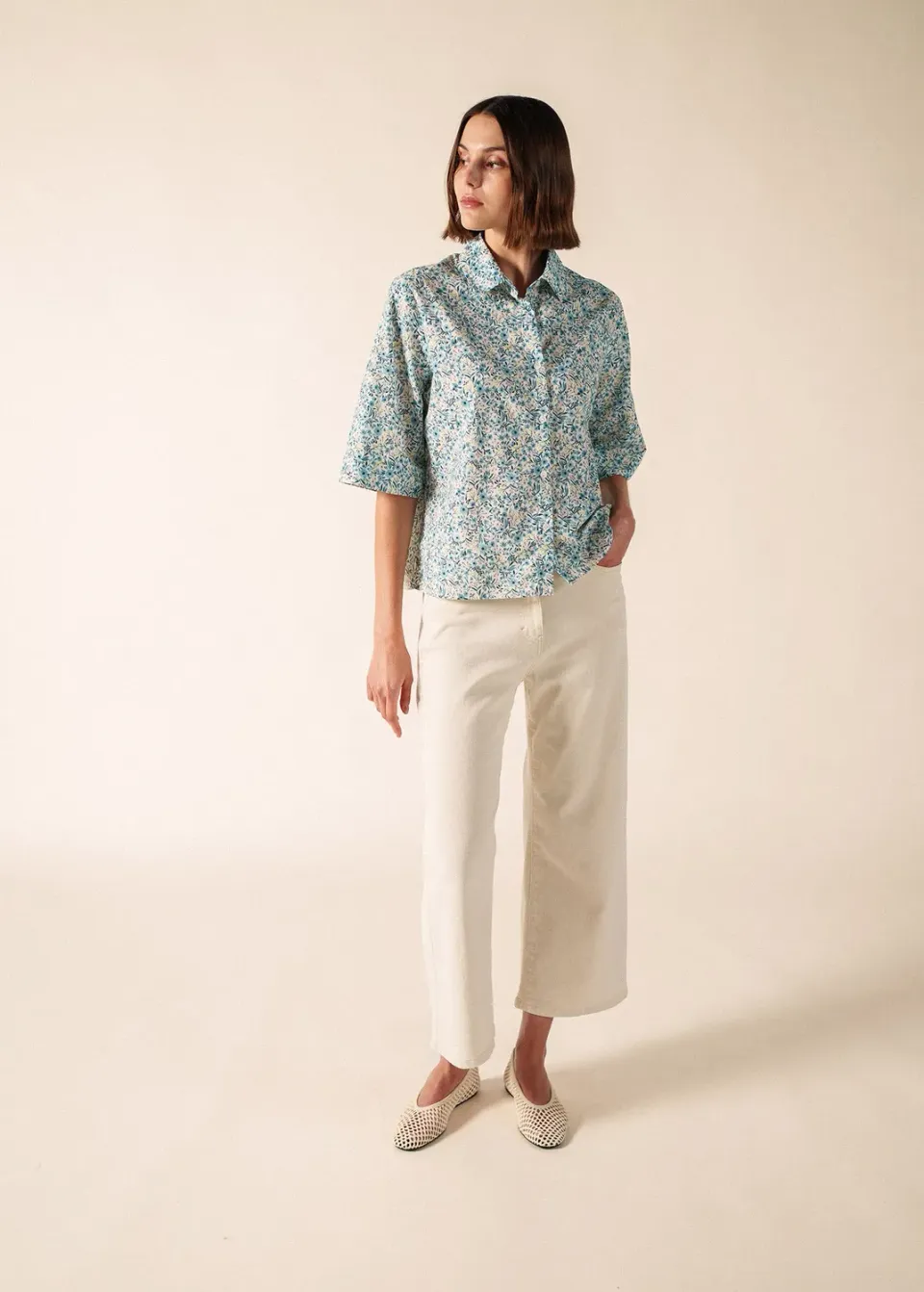 Saint James Alice chemise voile coton céleste femme