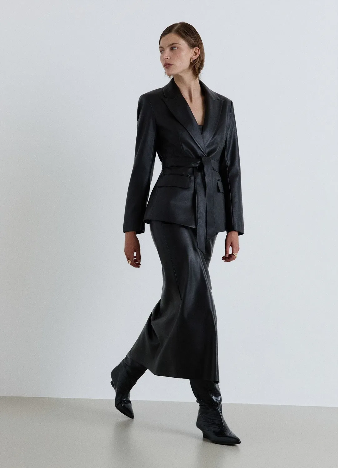 Calliope veste blazer effet cuir à ceinture femme