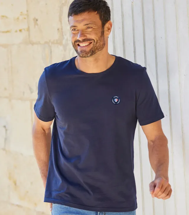Cocorico Blason T-shirt Homme Marine 100% coton