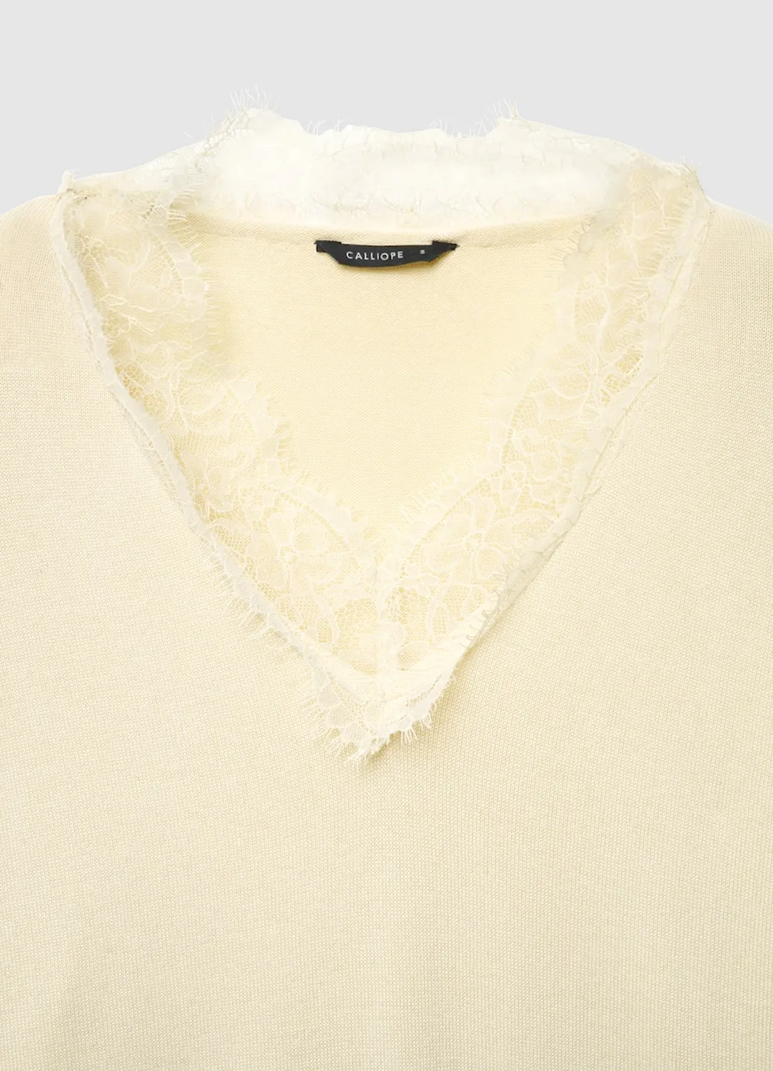 Calliope pull col V dentelle femme uni
