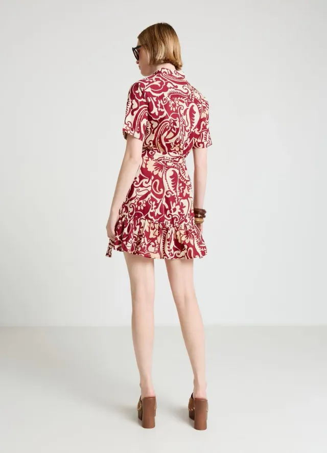 Calliope Atelier robe paisley à volant mini femme