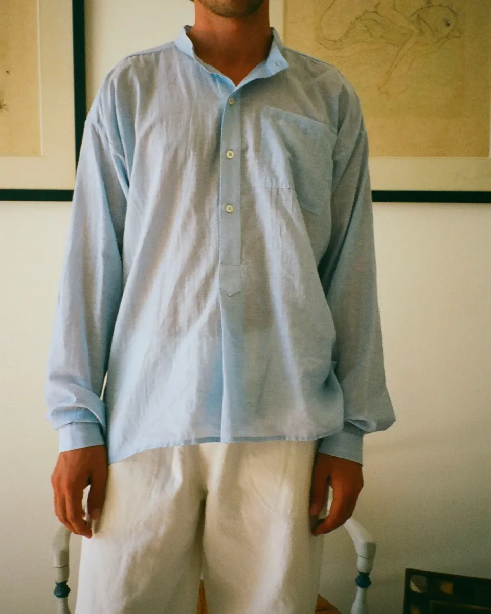 Erevan Lices Voile Azur chemise col officier