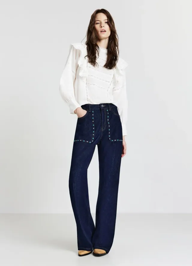 Calliope blouse volants passementerie coton