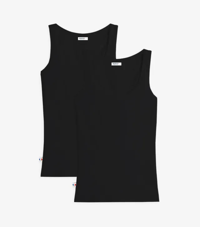 Cocorico Pack Intemporel Noir débardeur femme x2 coton