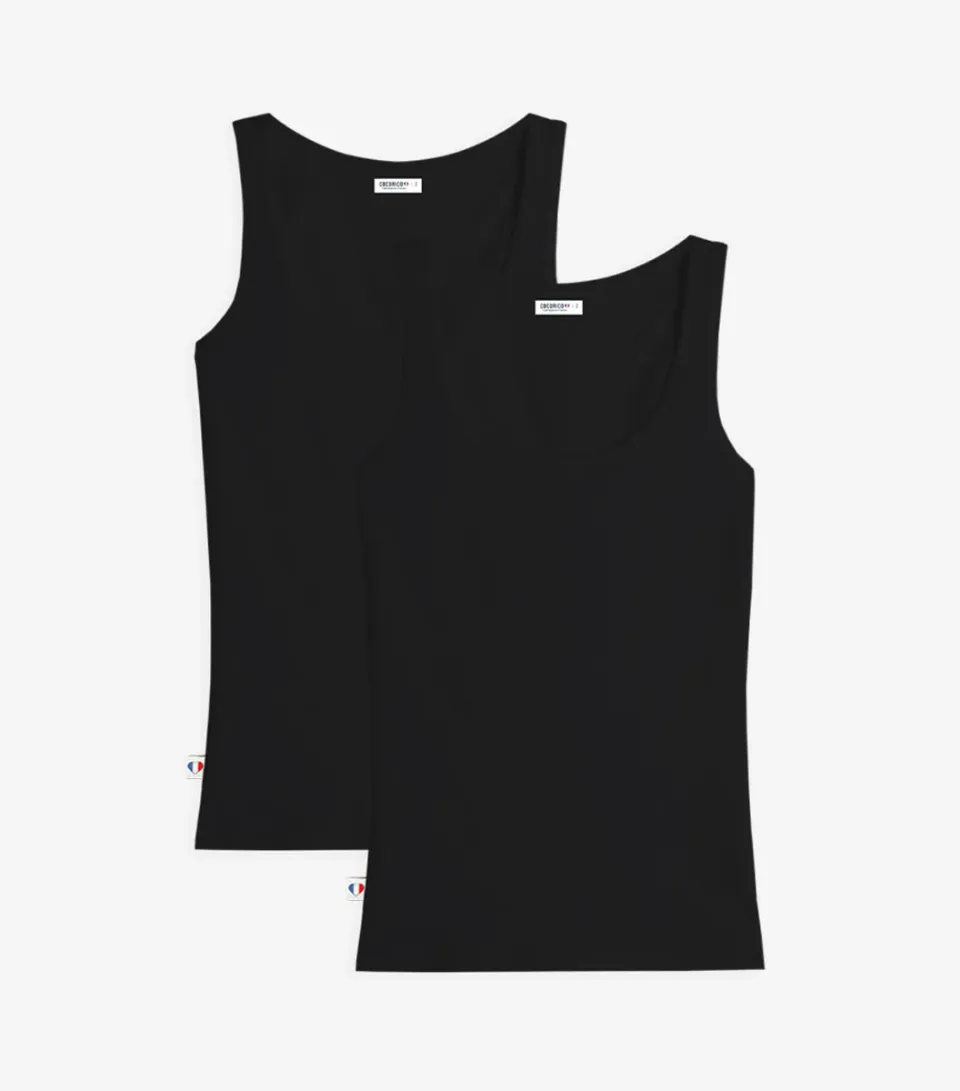 Cocorico Pack Intemporel Noir débardeur femme x2 coton