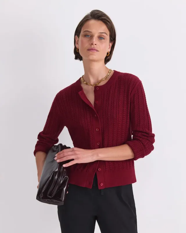 Sportscraft Elka cardigan coton pointelle ajouré