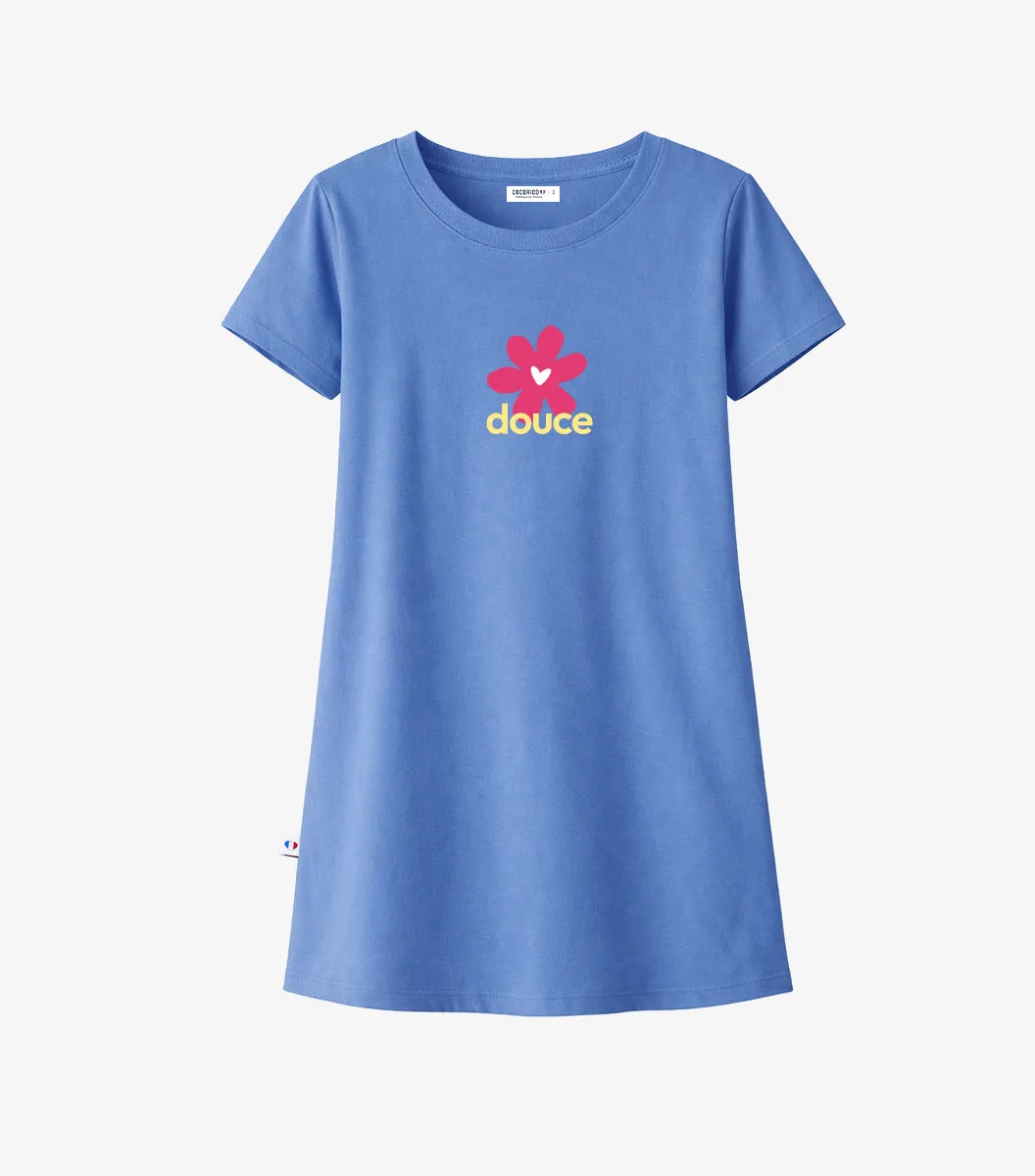 Cocorico Douce robe de nuit femme bleu riviera coton
