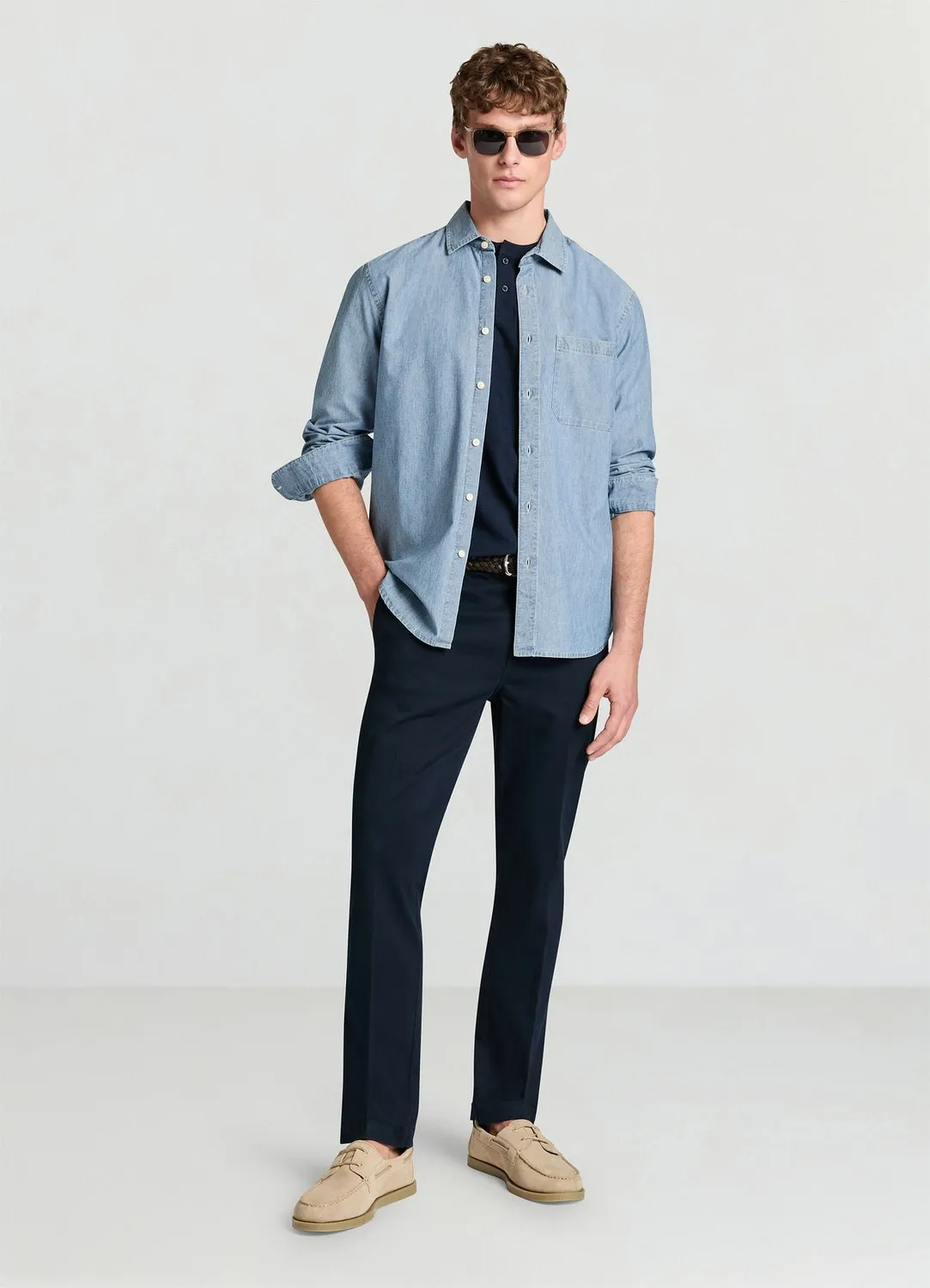 Calliope Chemise chambray homme manches longues poche