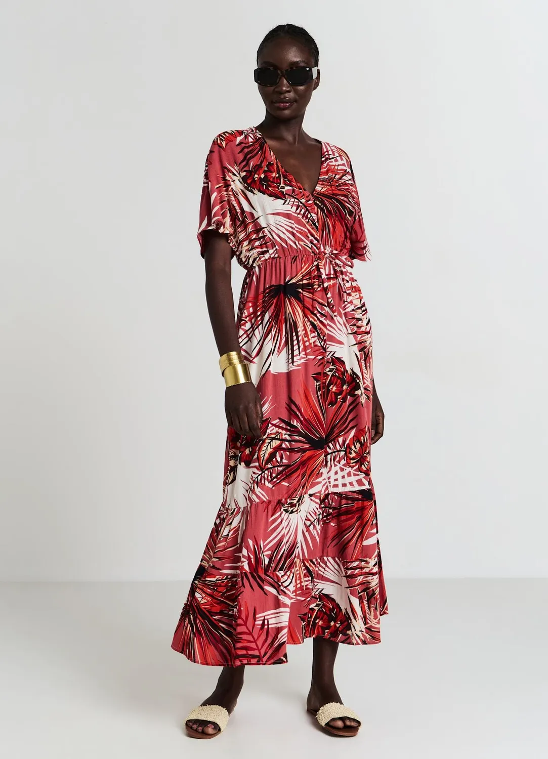 Calliope robe longue kimono imprimée femme volant
