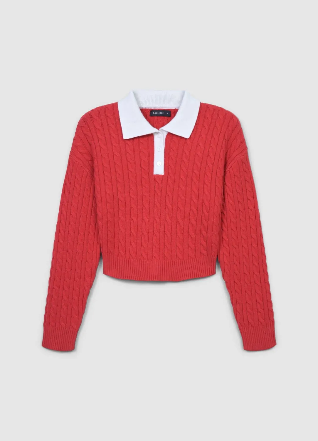 Calliope pull polo femme torsades bicolore court