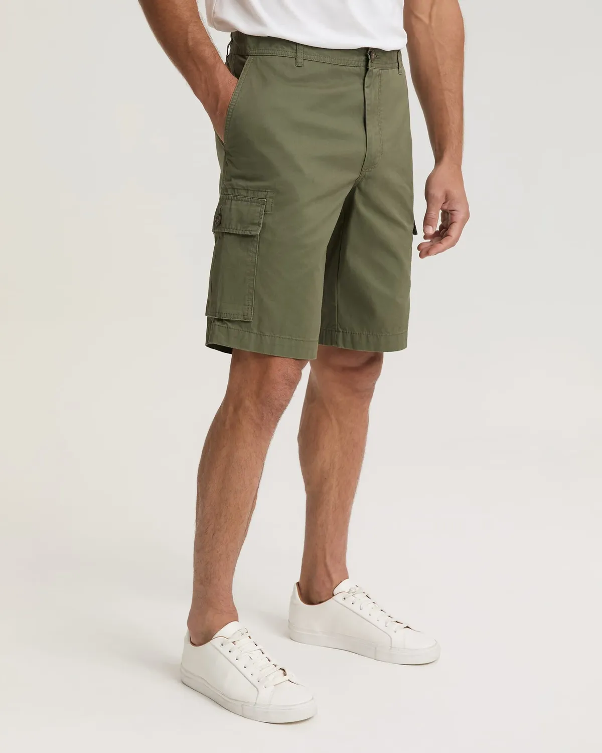 Sportscraft Cargo Short Homme Coton Genou Délavé Poches Cargo