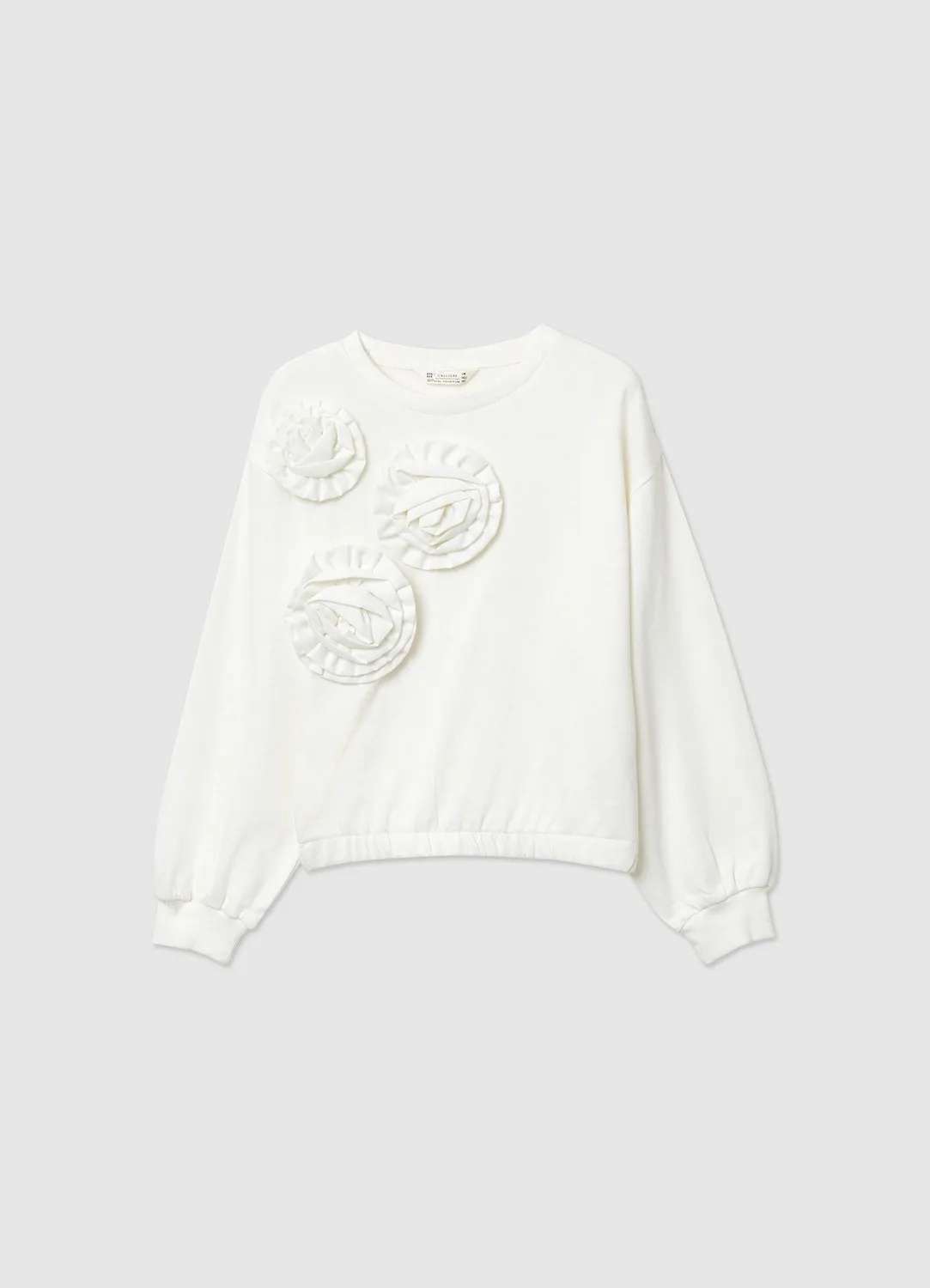 Calliope sweat fille fleurs col rond sans capuche