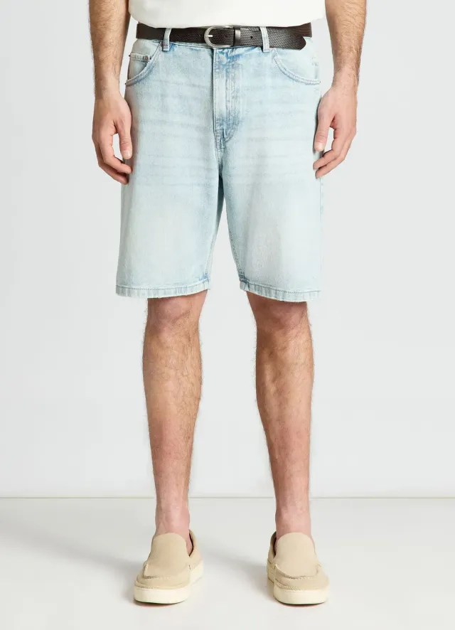 Calliope short jean homme baggy denim délavé uni