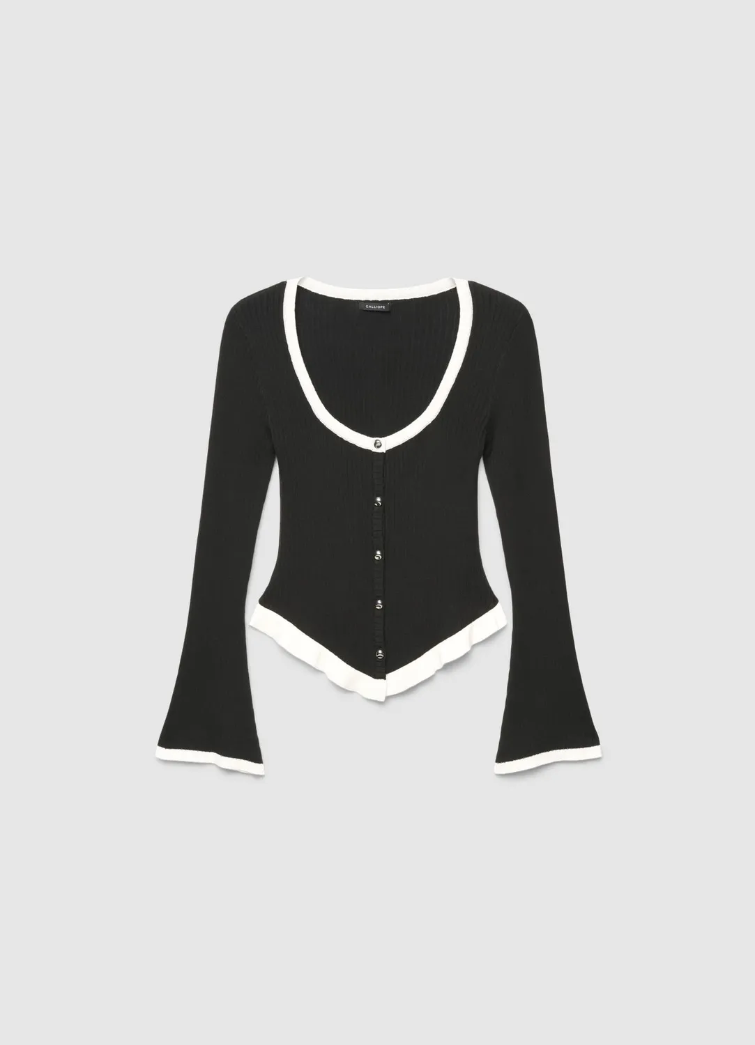 Calliope Cardigan uni volants bords contraste femme