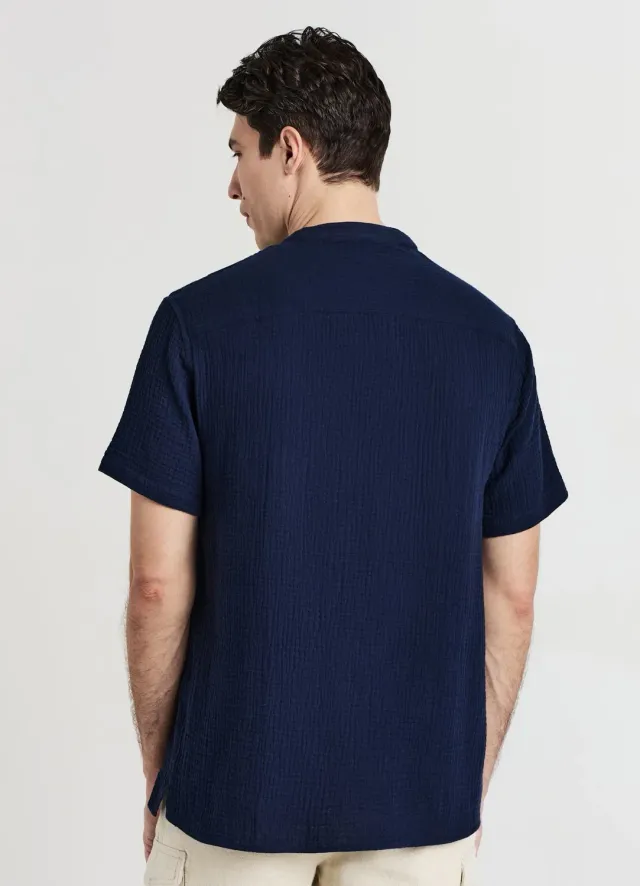 Calliope chemise homme coton gaufré manches courtes