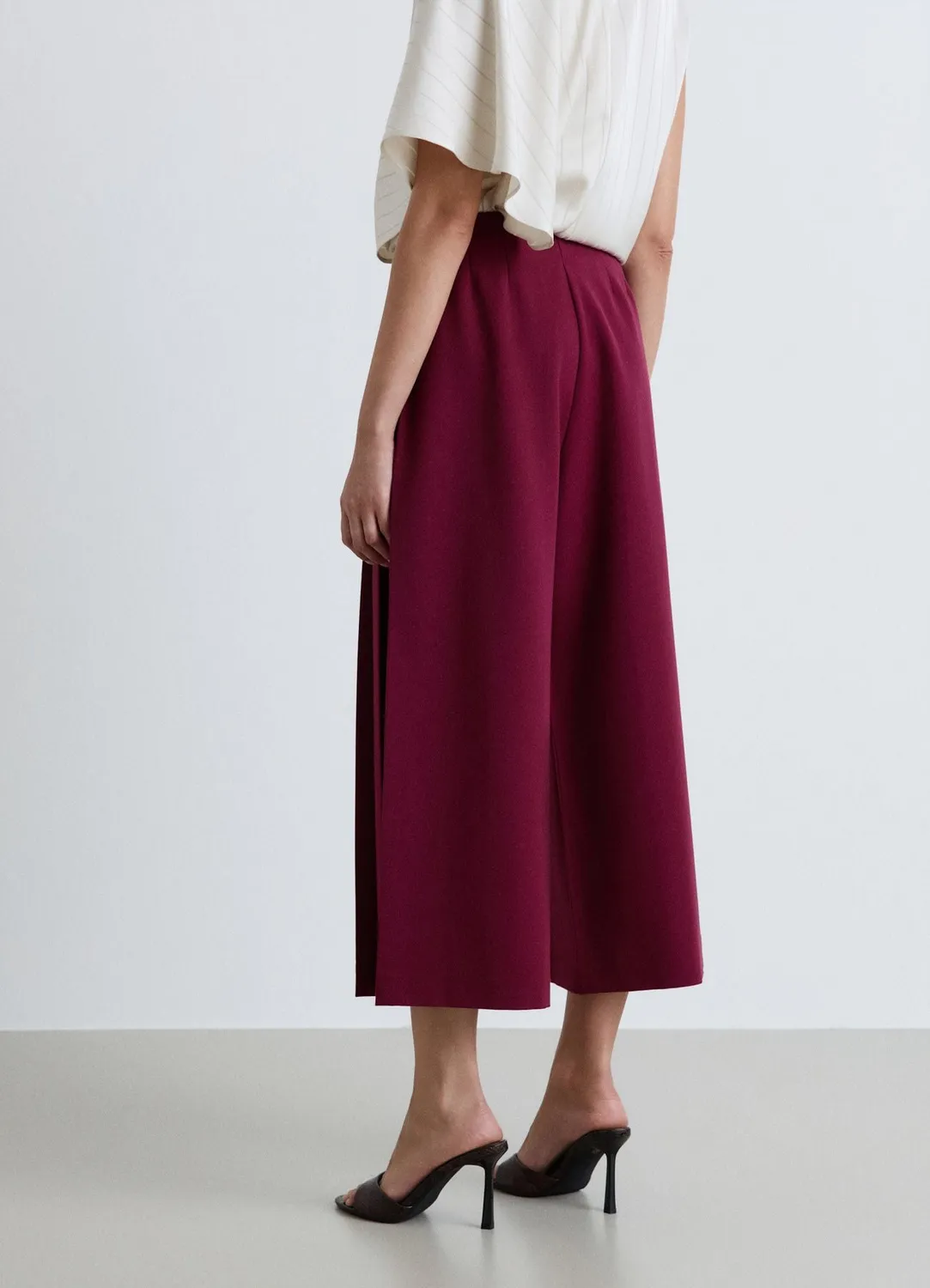 Calliope Pantalon Culotte Femme M Plis Taille Haute