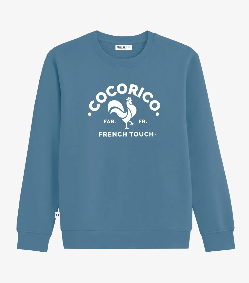 Cocorico Sweat Homme Azur Coq Français Coton