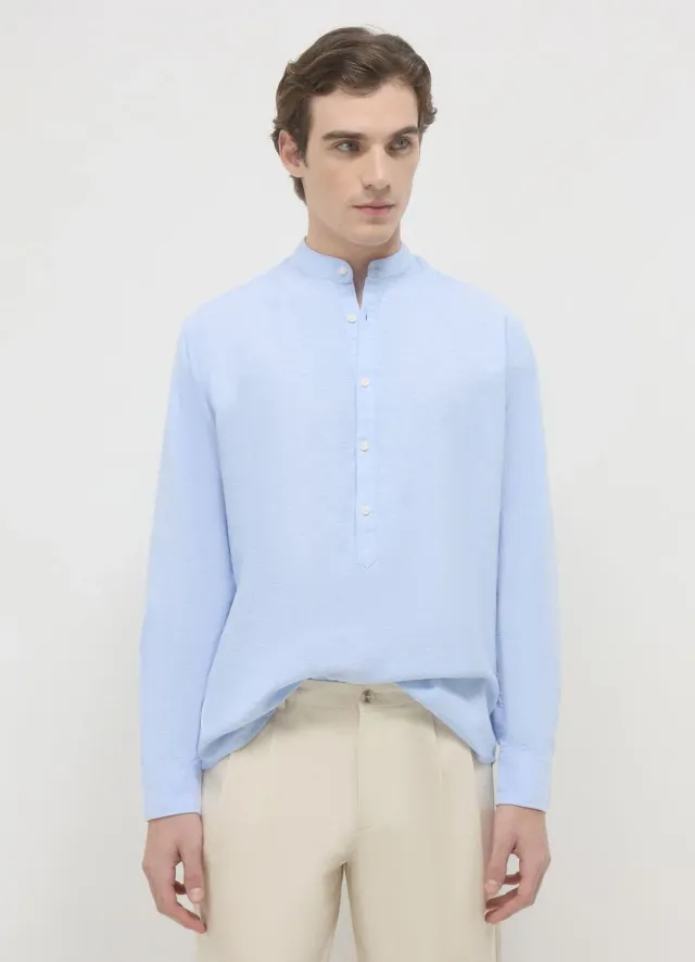Calliope Chemise coréenne homme lin manches longues
