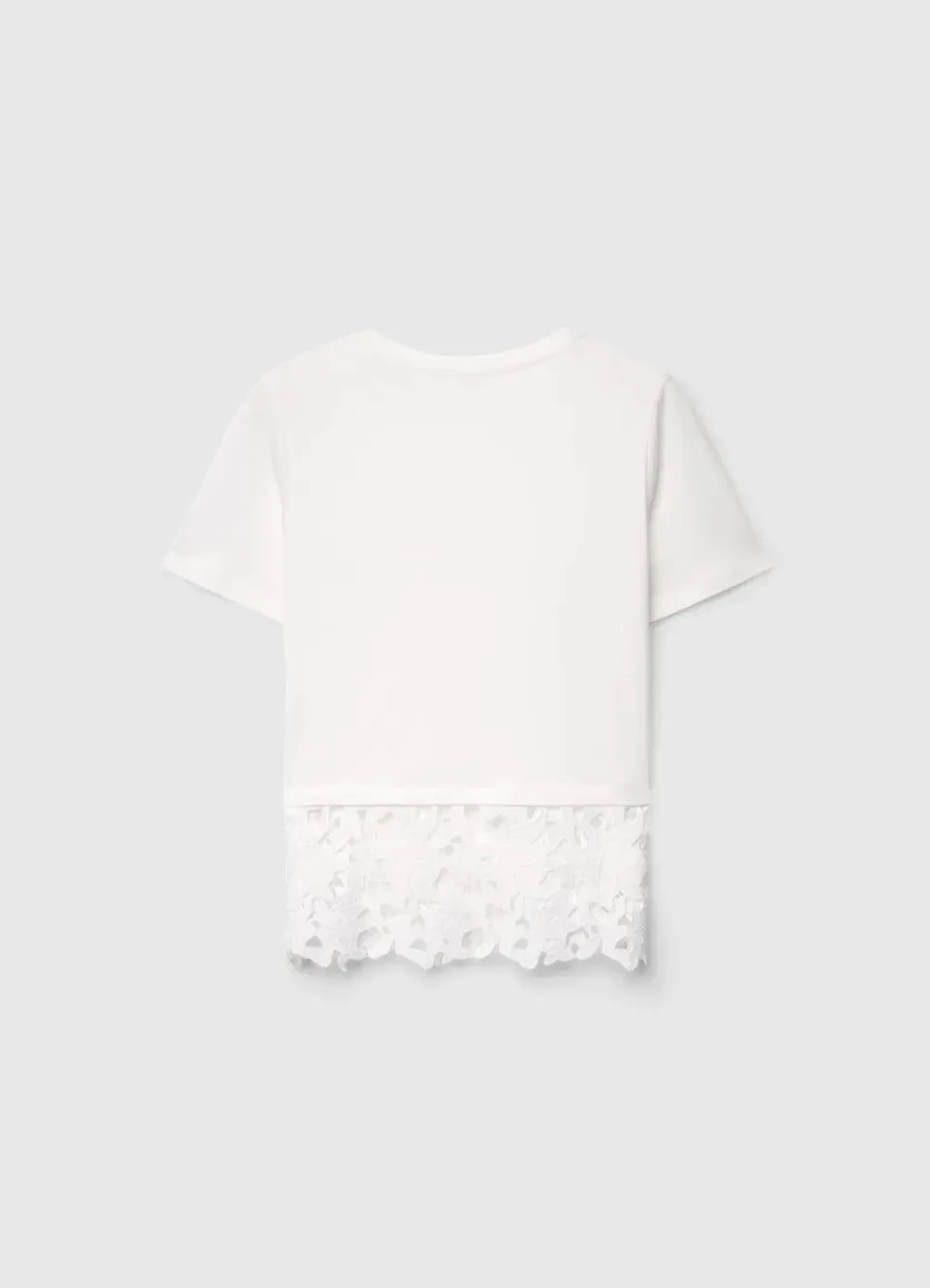 Calliope t-shirt dentelle bas sangallo femme col rond