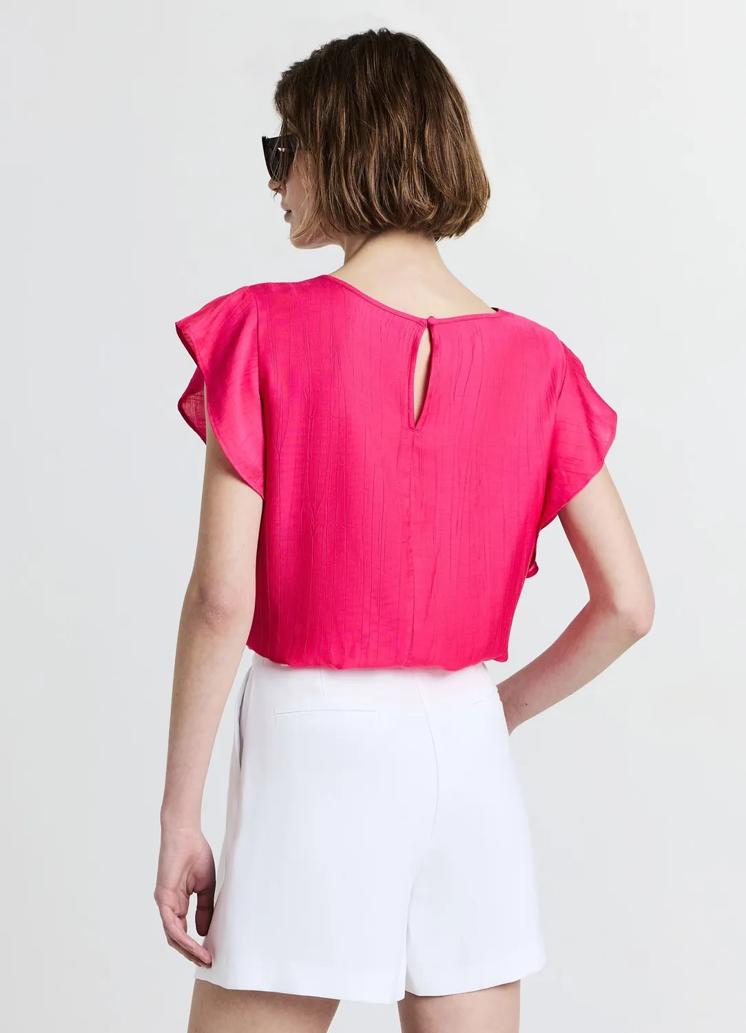Calliope blouse femme unie manches volants regular