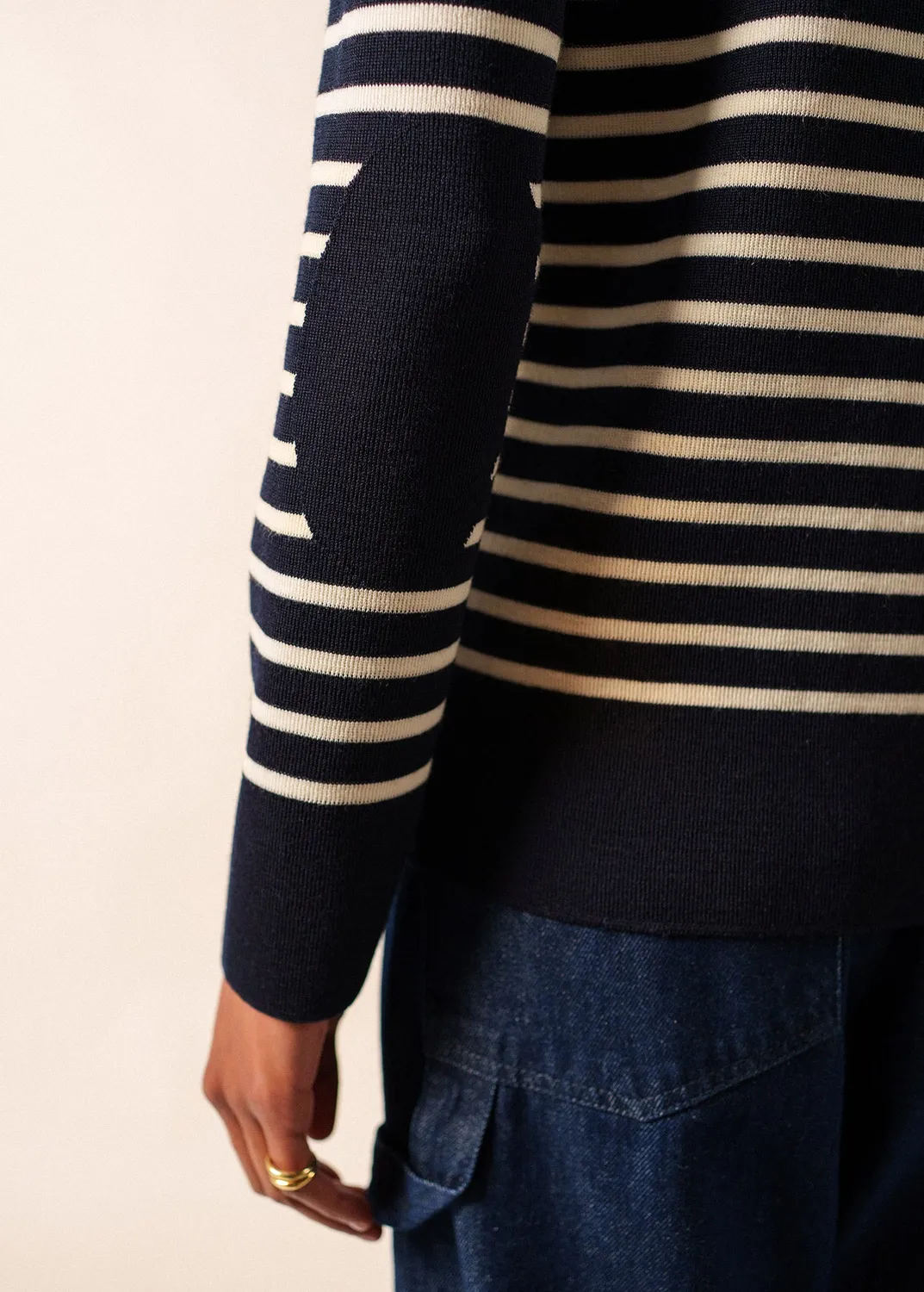 Saint James Brégançon pull marin navy écume laine