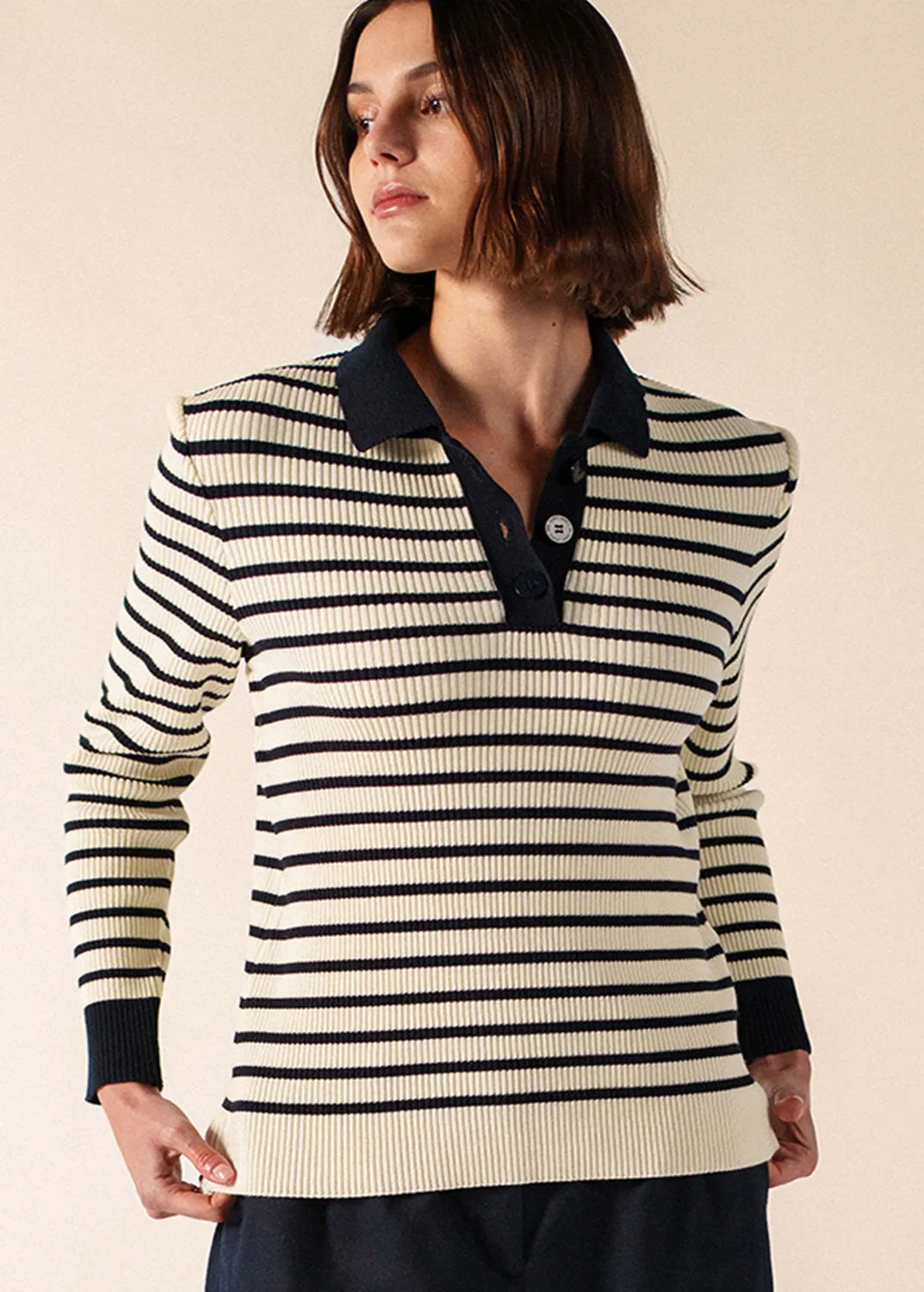 Saint James Fiquefleur pull femme écume navy laine