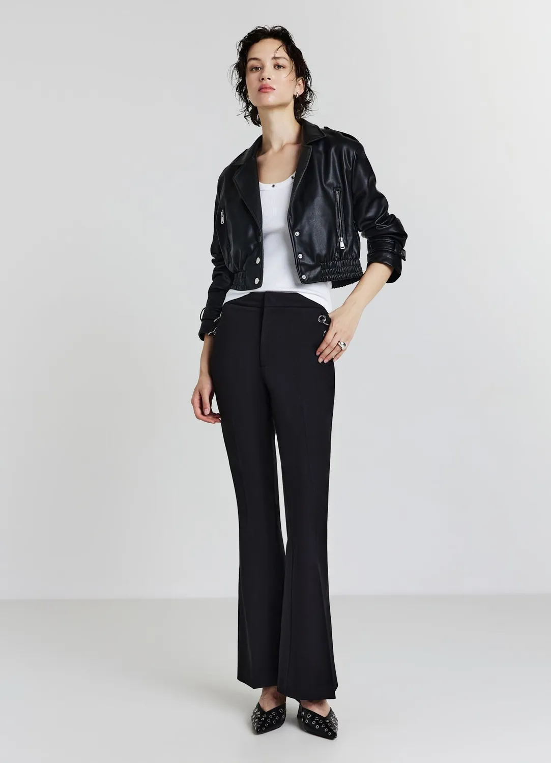 Calliope pantalon femme évasé œillets