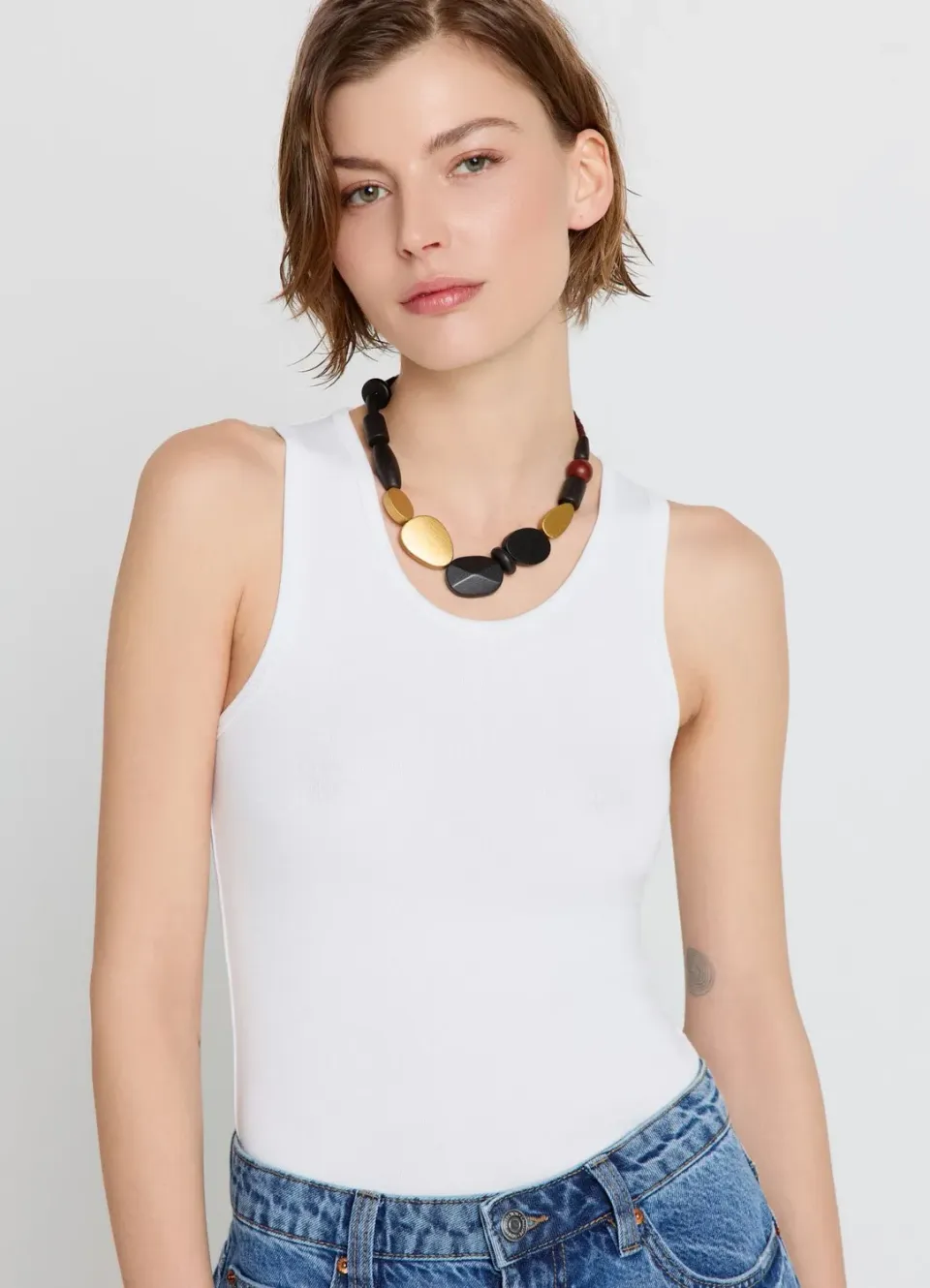 Calliope collier pierres perles bois femme