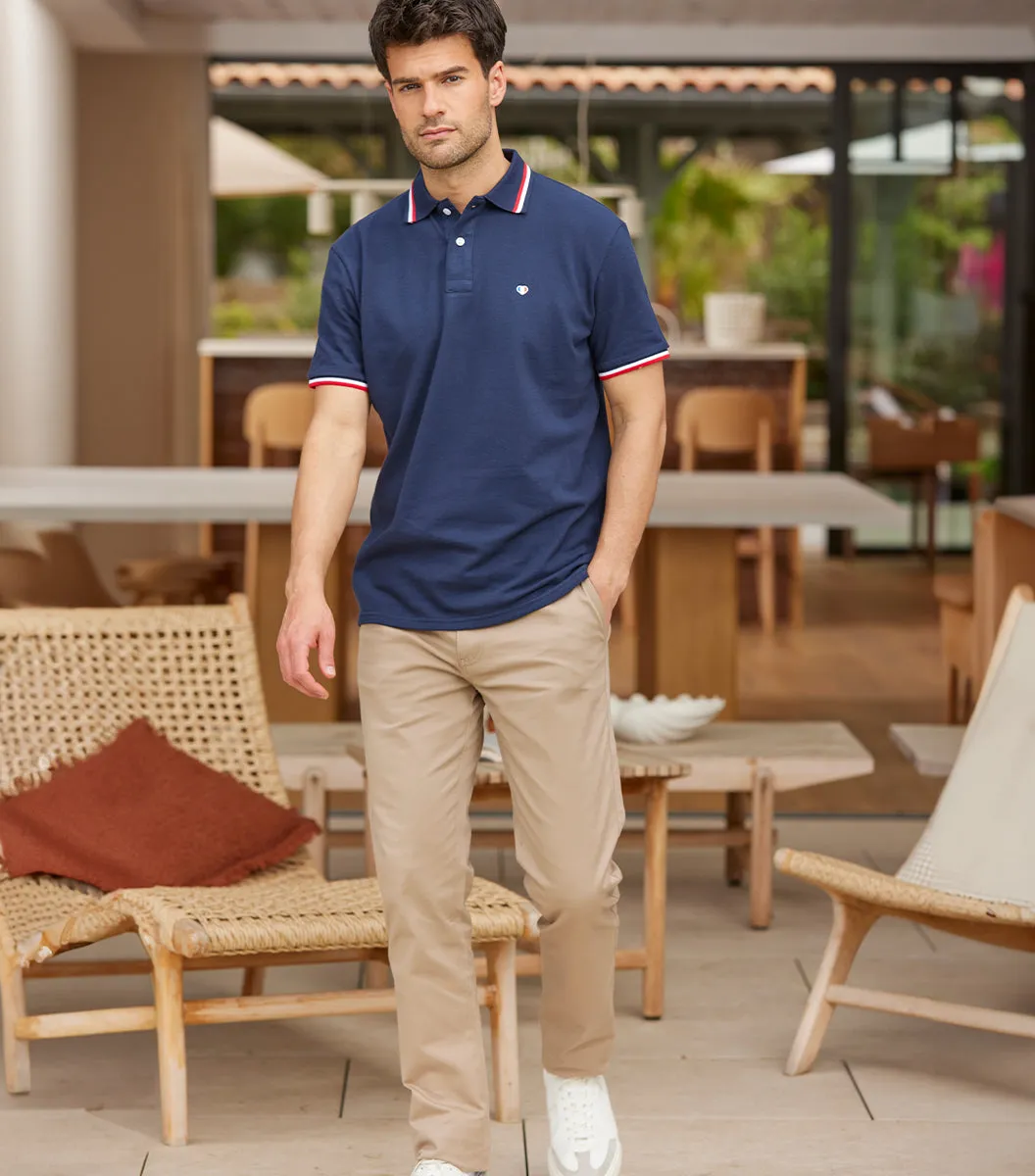Cocorico pantalon chino homme beige semi-slim coton