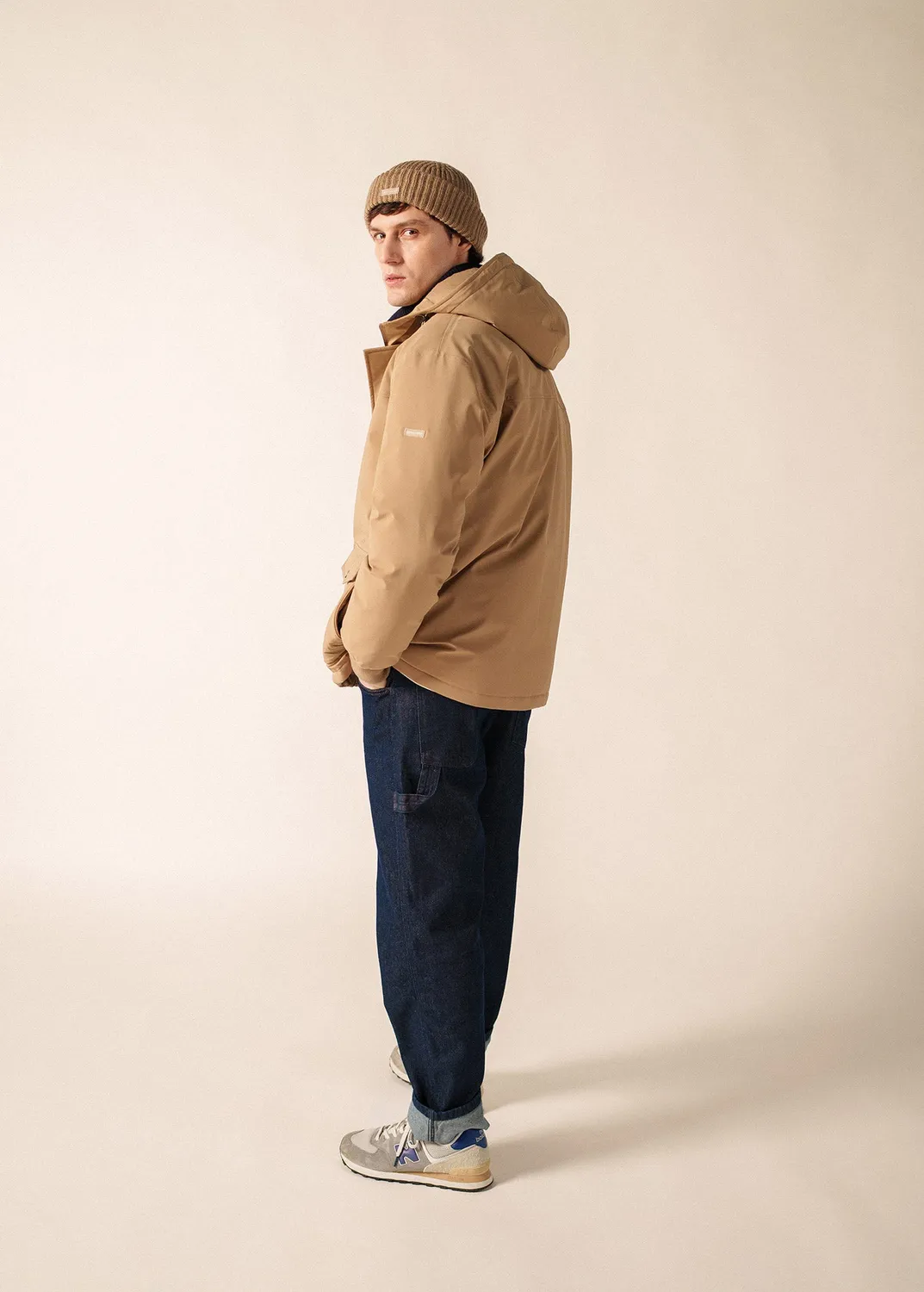 Saint James St Odin manteau beige foncé matelassé
